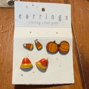 Vintage Festive Candy Corn and Pumpkin Earrings